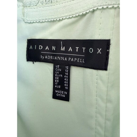 Aidan Mattox by Adrianna Papell Size 12 Mint Embroidered Ballgown Midi Dress New - Picture 13 of 14